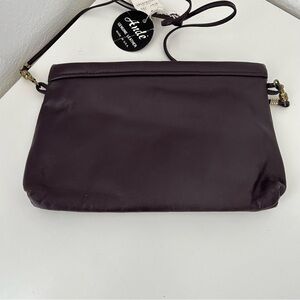 NWT Ande Plum Beautiful Leather Clutch/shoulder Vintage 1980’s handbag, USA made